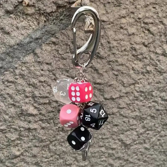 Ins original Key chain Good luck dice Multi element pendant Bag decoration