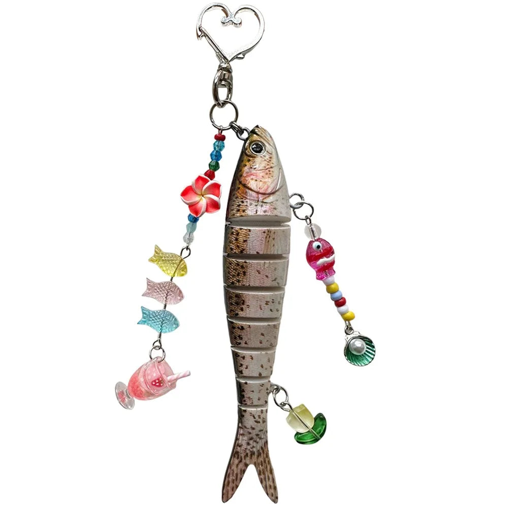 Fish Keychain Multi Jointed Simulation Fish Hook Key Chain