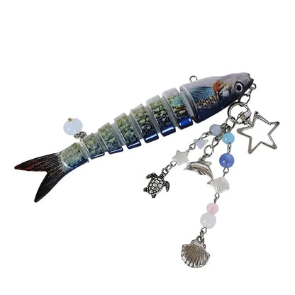 Fish Keychain Multi Jointed Simulation Fish Hook Key Chain