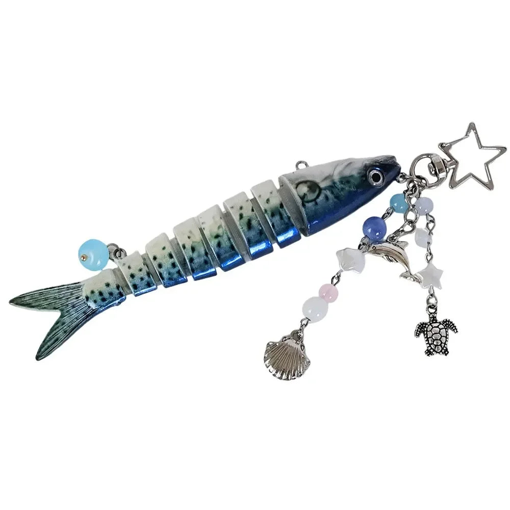 Fish Keychain Multi Jointed Simulation Fish Hook Key Chain