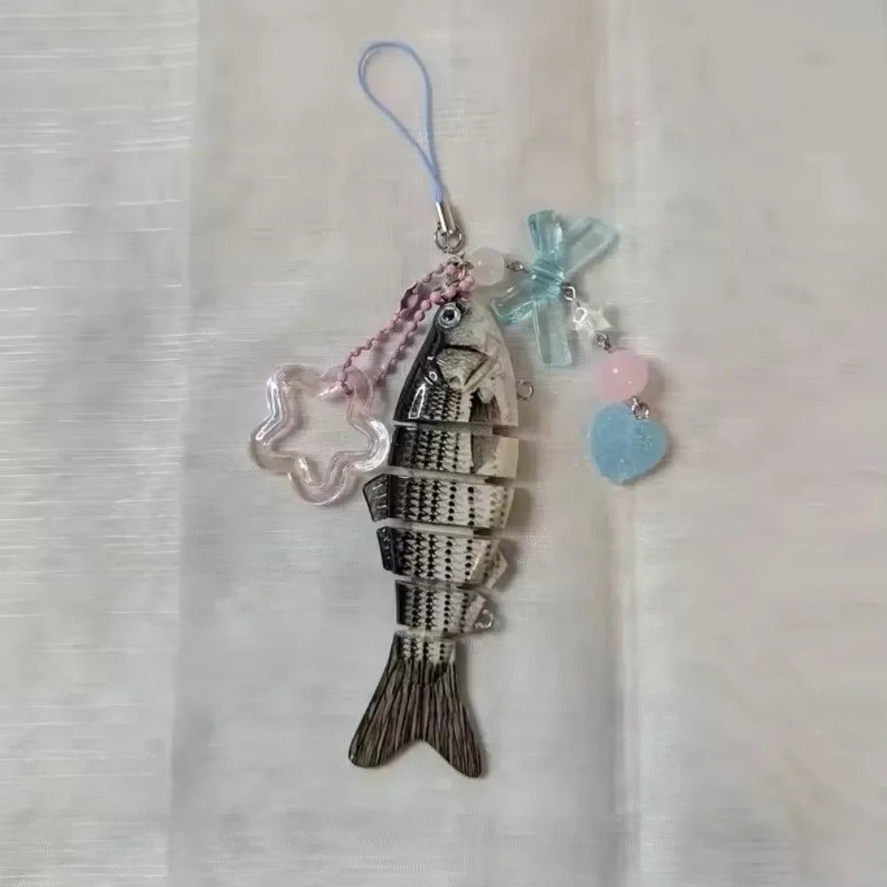 Fish Keychain Multi Jointed Simulation Fish Hook Key Chain