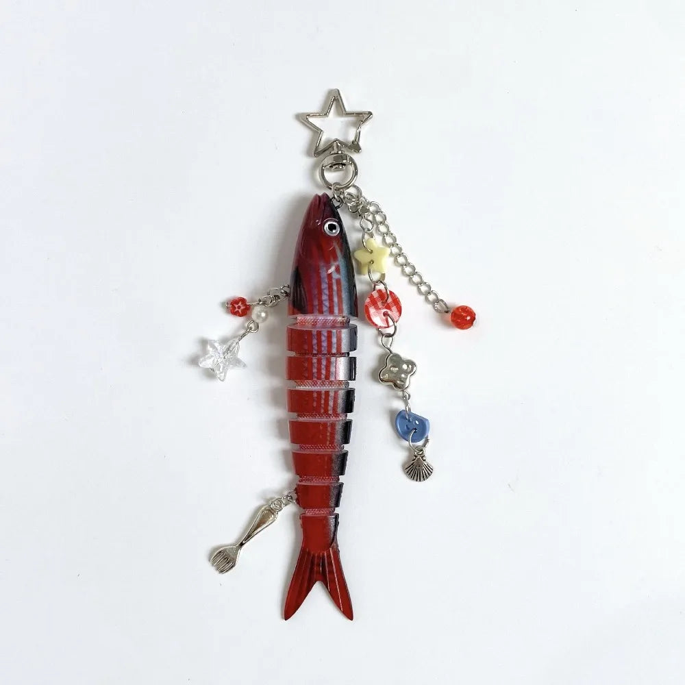 Fish Keychain Multi Jointed Simulation Fish Hook Key Chain