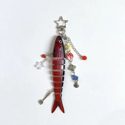 Fish Keychain Multi Jointed Simulation Fish Hook Key Chain