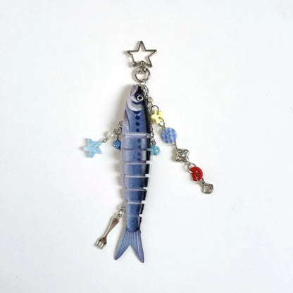 Fish Keychain Multi Jointed Simulation Fish Hook Key Chain