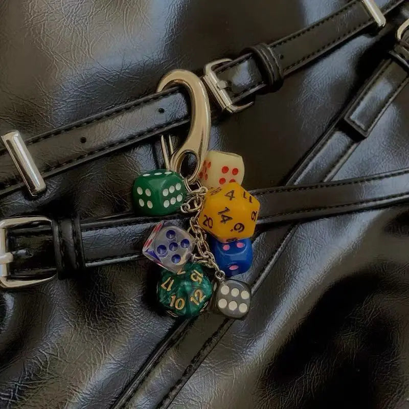 Ins original Key chain Good luck dice Multi element pendant Bag decoration
