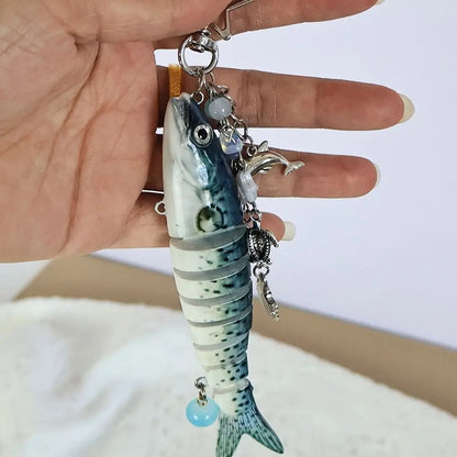 Fish Keychain Multi Jointed Simulation Fish Hook Key Chain