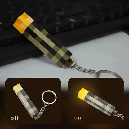 Minecraft Torch Light  Keychain Mini Model Pendant