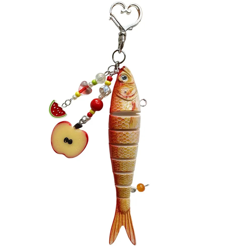 Fish Keychain Multi Jointed Simulation Fish Hook Key Chain
