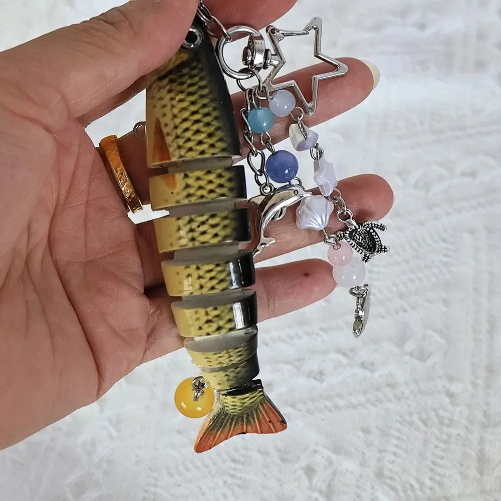 Fish Keychain Multi Jointed Simulation Fish Hook Key Chain