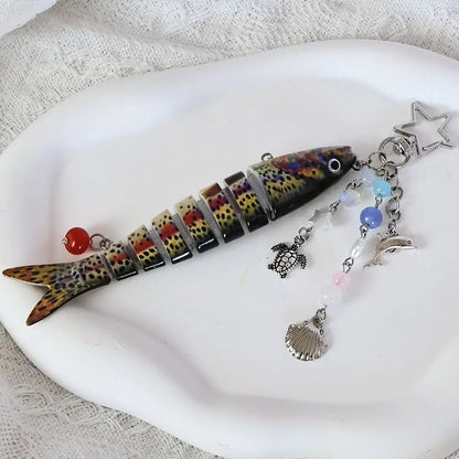 Fish Keychain Multi Jointed Simulation Fish Hook Key Chain