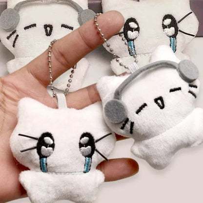 Cute Headphones Kitten Couple Keychain