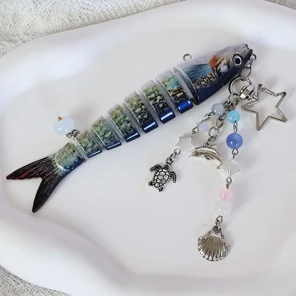 Fish Keychain Multi Jointed Simulation Fish Hook Key Chain