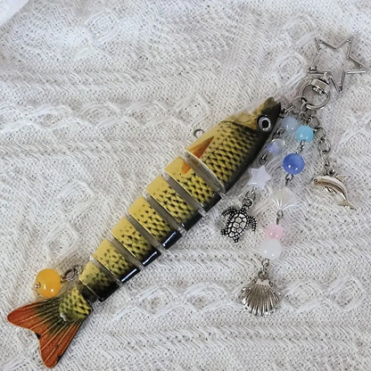 Fish Keychain Multi Jointed Simulation Fish Hook Key Chain