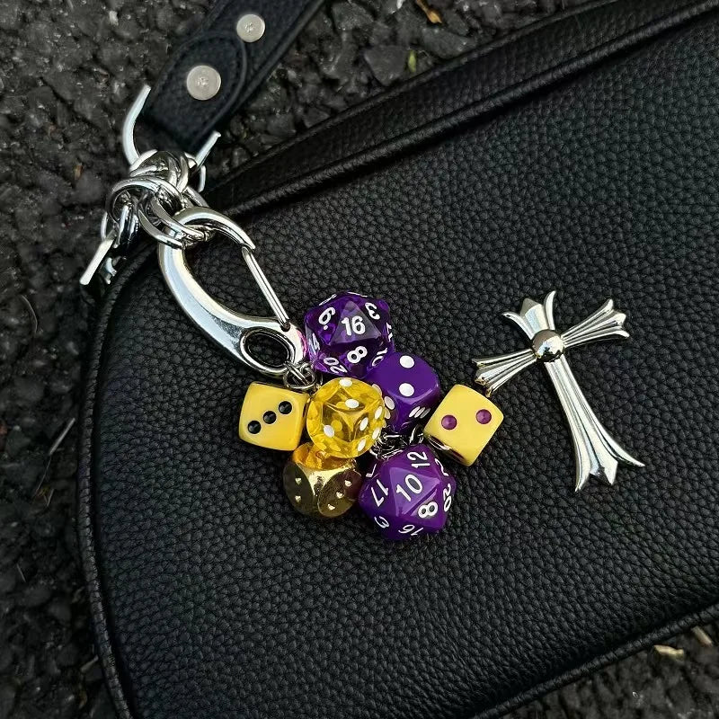 Ins original Key chain Good luck dice Multi element pendant Bag decoration