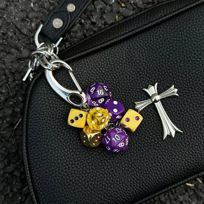 Ins original Key chain Good luck dice Multi element pendant Bag decoration