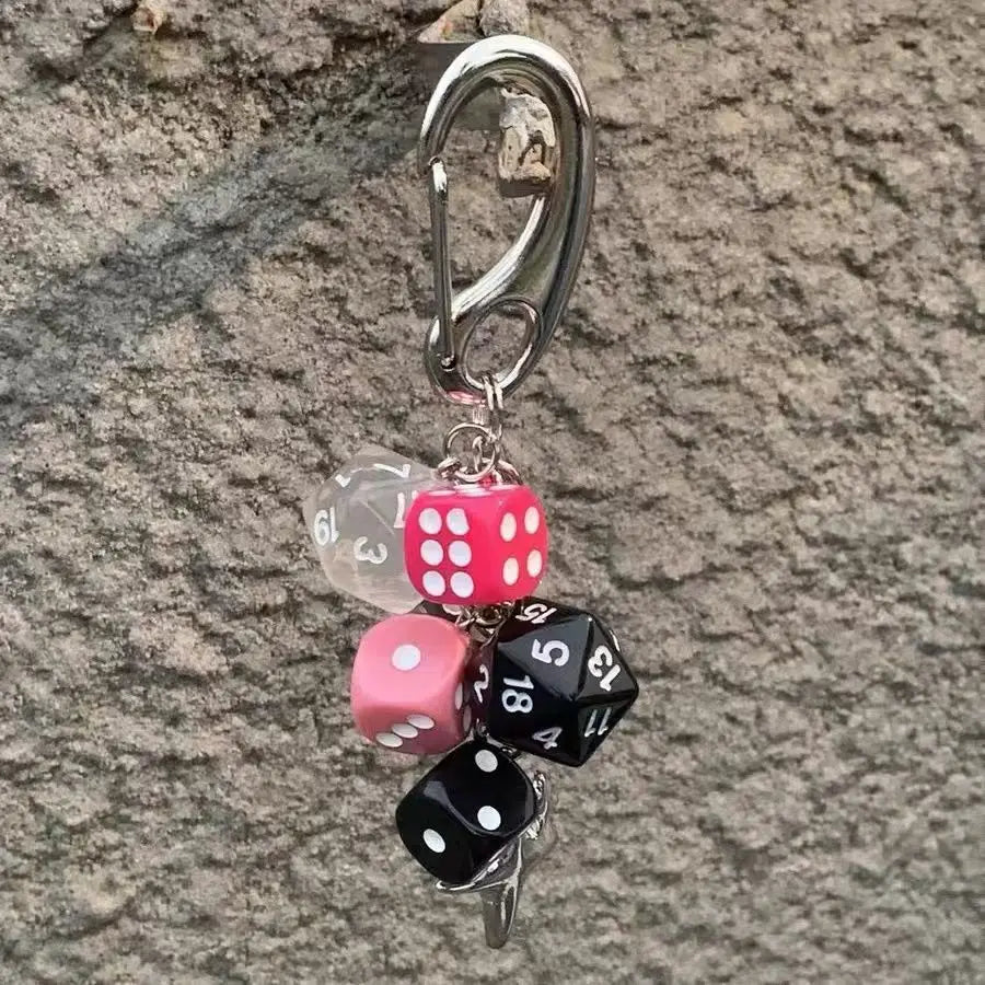 Ins original Key chain Good luck dice Multi element pendant Bag decoration
