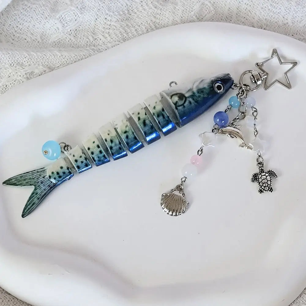 Fish Keychain Multi Jointed Simulation Fish Hook Key Chain