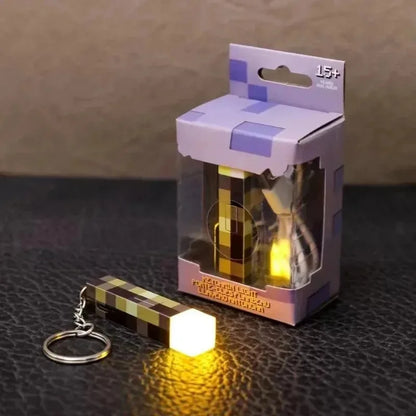 Minecraft Torch Light  Keychain Mini Model Pendant