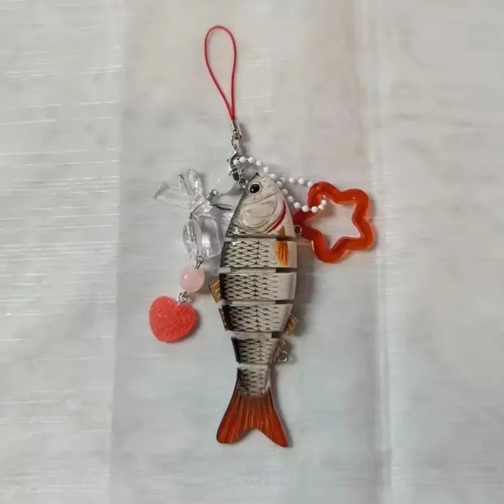 Fish Keychain Multi Jointed Simulation Fish Hook Key Chain