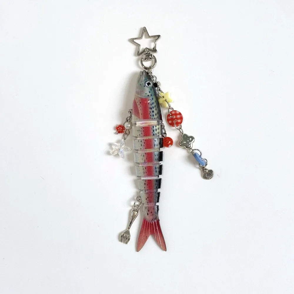 Fish Keychain Multi Jointed Simulation Fish Hook Key Chain