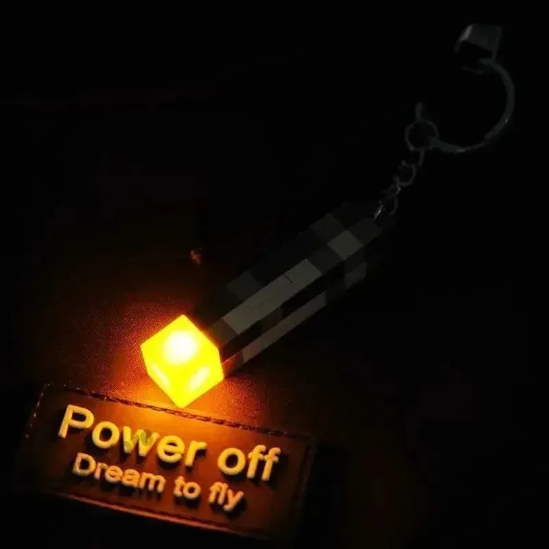 Minecraft Torch Light  Keychain Mini Model Pendant