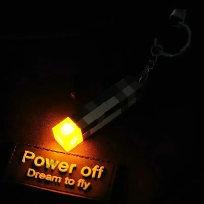 Minecraft Torch Light  Keychain Mini Model Pendant