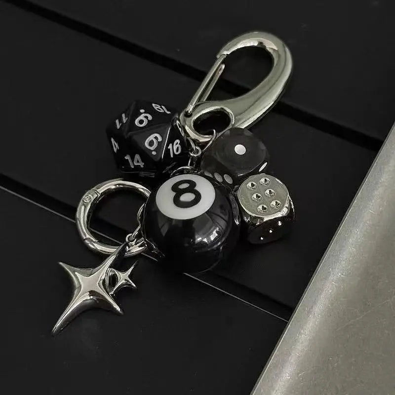 Ins original Key chain Good luck dice Multi element pendant Bag decoration