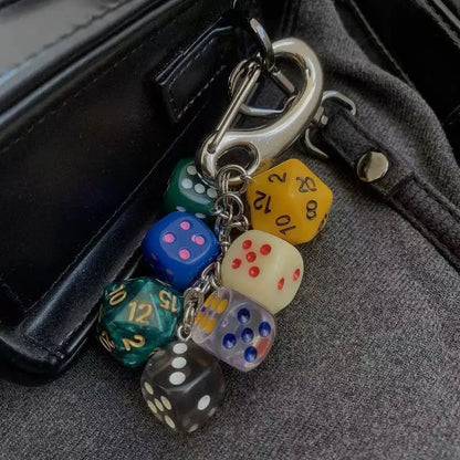 Ins original Key chain Good luck dice Multi element pendant Bag decoration