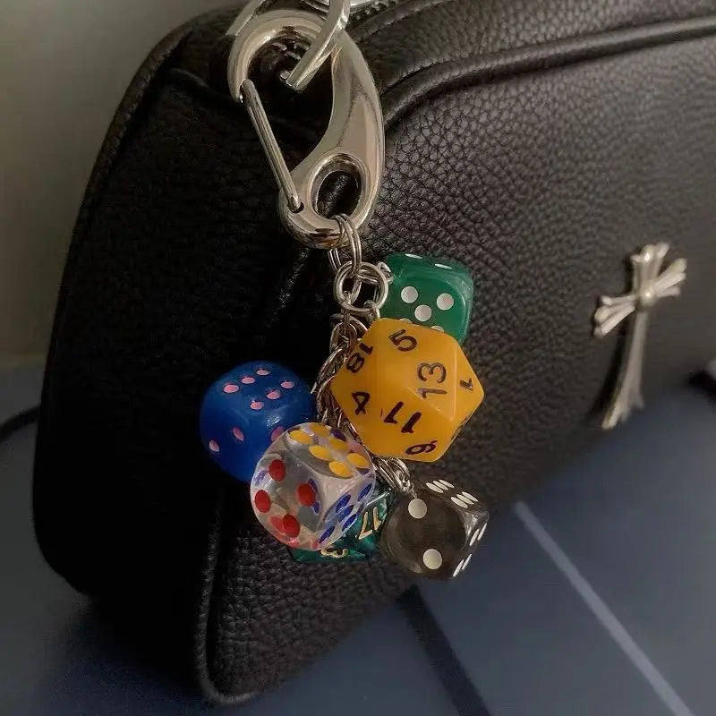Ins original Key chain Good luck dice Multi element pendant Bag decoration