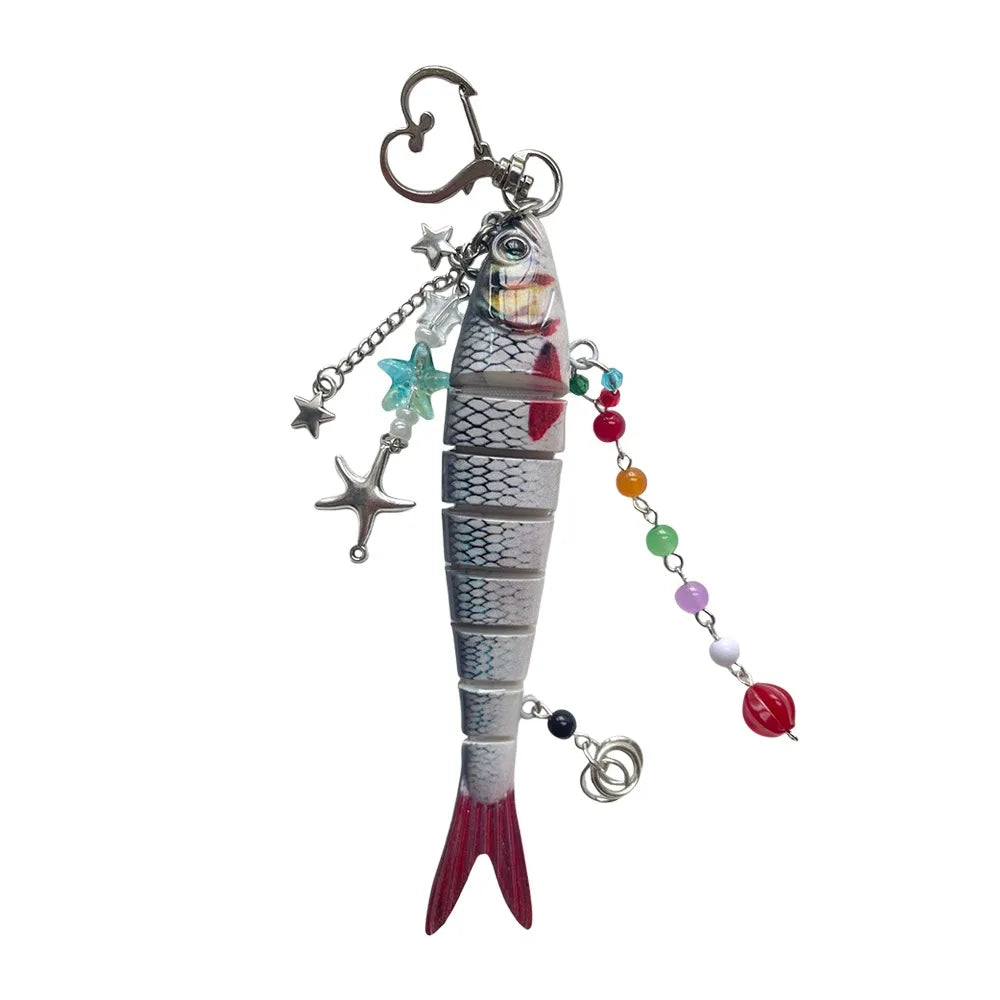 Fish Keychain Multi Jointed Simulation Fish Hook Key Chain